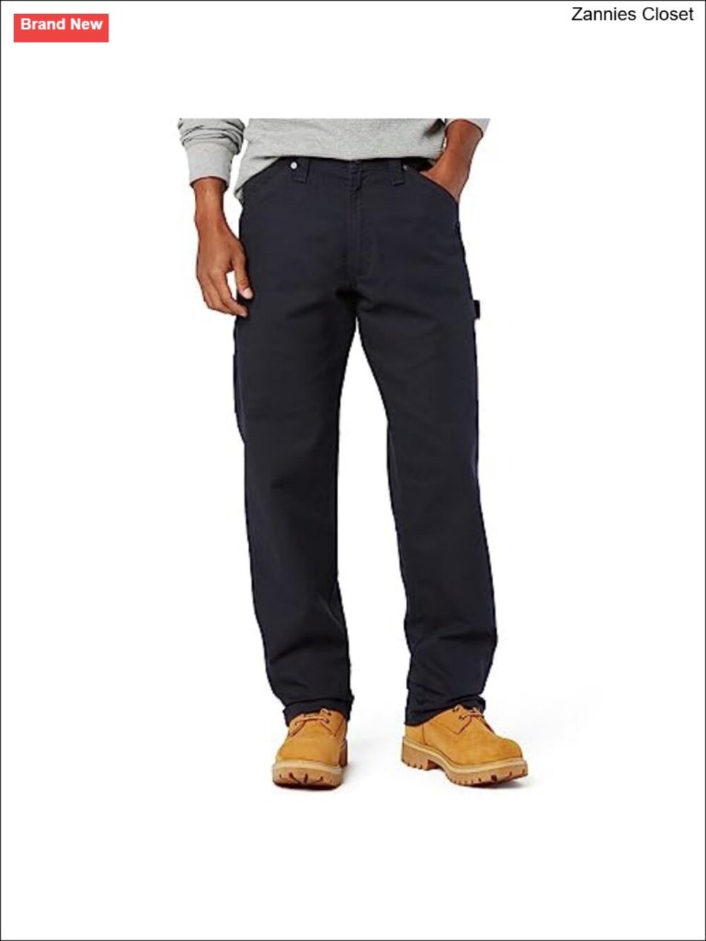Men's Carpenter Jeans Loose Straight Leg Utility Work Denim